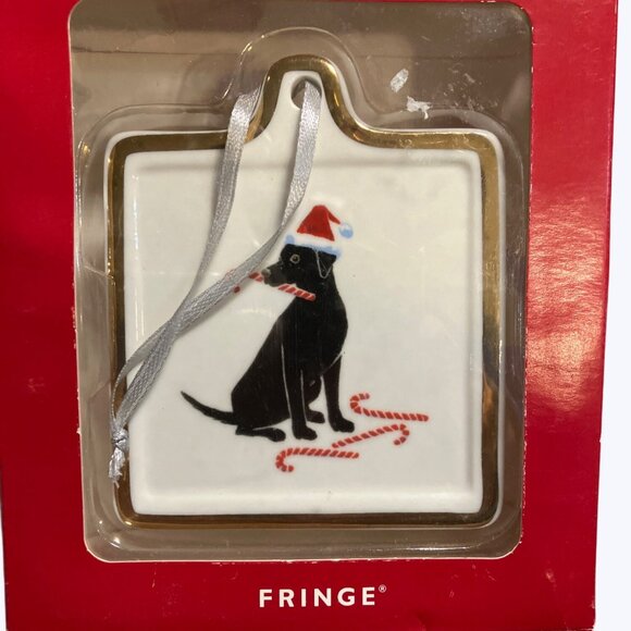 Black Labrador Ceramic Ornament With Santa Hat & Candy Cane By Fringe - Picture 5 of 8